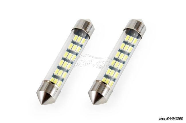 ΛΑΜΠΑΚΙΑ ΠΛΑΦΟΝΙΕΡΑΣ STANDARD FESTOON C5W 41mm - 12V - 0,7W - 5600K - 18LED (ΛΕΥΚΟ/ΨΥΧΡΟ) AMiO - 2 ΤΕΜ.