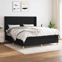 vidaXL Κρεβάτι Boxspring με Στρώμα Μαύρο 160x200 εκ. Υφασμάτινο