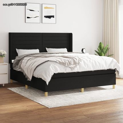 vidaXL Κρεβάτι Boxspring με Στρώμα Μαύρο 160x200 εκ. Υφασμάτινο