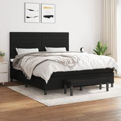 vidaXL Κρεβάτι Boxspring με Στρώμα Μαύρο 160x200 εκ. Υφασμάτινο