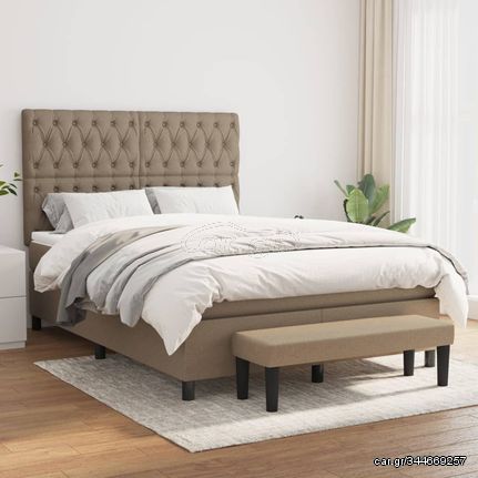 vidaXL Κρεβάτι Boxspring με Στρώμα Taupe 140x190 εκ. Υφασμάτινο