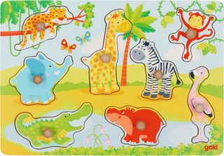 GOKI - African baby animals, Lift out puzzle - (57397) / Toys