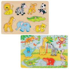 GOKI - African baby animals & Zoo animals, Lift out puzzle (1240209/1240262) / Toys