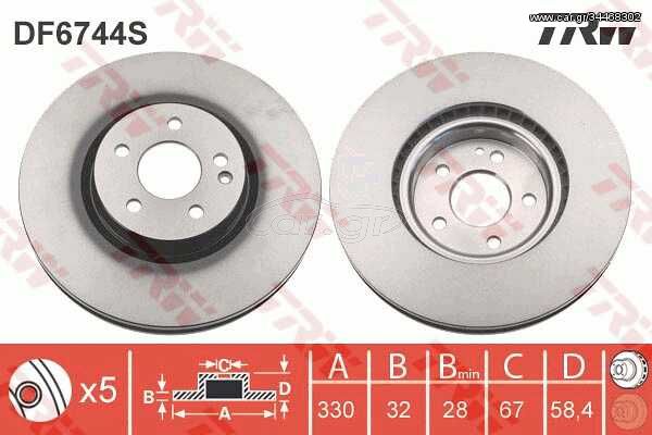 Δισκόπλακα TRW DF6744S Mercedes-Benz V-Class W447 2100cc D 190ps 2014-Σήμερα (4474210012,447421001207,A4474210012,A447421001207)