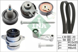 Αντλία νερού + σετ οδοντωτού ιμάντα INA 530008930 Volkswagen Bora 1600cc 16Valves 105ps 2000-2005 (036109119AG,036109119M,036109119P,036109119Q,036109181A)