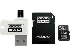 GoodRam Κάρτα Μνήμης 32GB microSDHC Class 10 UHS-I + Αντάπτορας + card reader