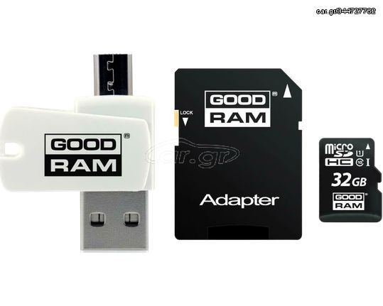 GoodRam Κάρτα Μνήμης 32GB microSDHC Class 10 UHS-I + Αντάπτορας + card reader