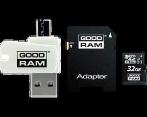 GoodRam Κάρτα Μνήμης 32GB microSDHC Class 10 UHS-I + Αντάπτορας + card reader