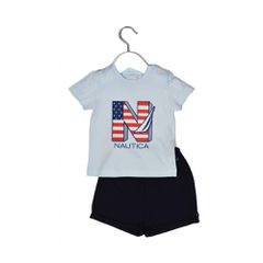 Nautica Des.11 Σετ T-Shirt & Shorts Jersey Light Blue / Navy 68cm 3-6 μηνών