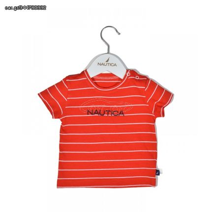 Nautica Des.16 T-Shirt  Jersey Organic Κόκκινο Ριγέ 86cm 12-18 μηνών