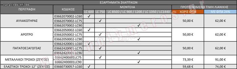 Εξάρτημα σκαπτικών πατατοεξαγωγέας για LC750