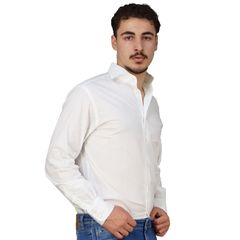 Πουκάμισο Ανδρικό Λευκό Βαμβακερό 0301100 Slim Fit