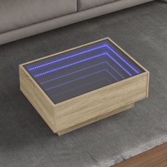 vidaXL Τραπεζάκι Σαλονιού με LED Δρυς 70x50x30 εκ. Επεξεργασμένο Ξύλο