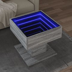 vidaXL Τραπεζάκι Σαλονιού με LED Γκρι 50x50x45 εκ. Επεξεργασμένο Ξύλο