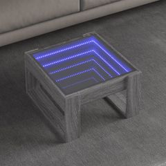vidaXL Τραπεζάκι Σαλονιού Άπειρο Φως LED Γκρι Sonoma 50x53x30 εκ.