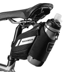 Rockbros C32BK saddle bag 1.5 l with water bottle pocket - black-thumb-1