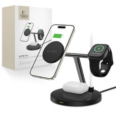 Tech-Protect QI15W-A35 3-in-1 Inductive Charger with MagSafe for Phone / AirPods / Apple Watch - Black