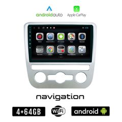 VOLKSWAGEN SCIROCCO (2008 - 2014) με αυτόματο κλιματισμό Android οθόνη αυτοκίνητου 4GB + 64GB με GPS WI-FI (ηχοσύστημα αφής 9" ιντσών OEM Android Auto Apple Carplay Youtube Playstore MP3 USB Radio Blu
