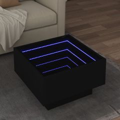 vidaXL Τραπεζάκι Σαλονιού με LED Μαύρο 50x50x30 εκ. Επεξεργασμένο Ξύλο