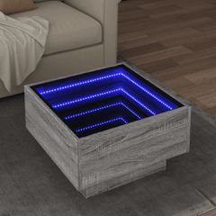vidaXL Τραπεζάκι Σαλονιού με LED Γκρι 50x50x30 εκ. Επεξεργασμένο Ξύλο
