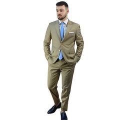 Κοστούμι Ανδρικό Μπεζ (Pol/Visc/Span) Semi-Slim Fit 402623