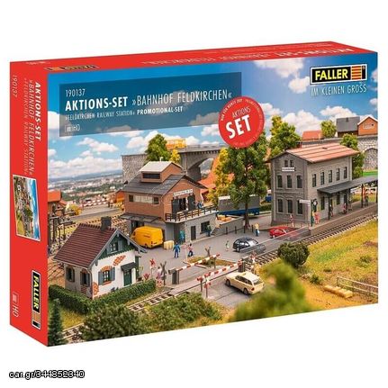 Σετ 3 Κτίρια  Σταθμός Τρένου "Feldkirchen" - Κατασκευή Faller Promotional Set 197 κομ (190137)