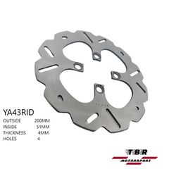 Δισκόπλακα πισω TBR Rear Brake Disc  YAMAHA YFZ S 450cc (04-05) YA43RID