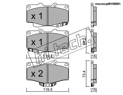 Σετ τακάκια, δισκόφρενα fri.tech. 1310 Toyota Land Cruiser 4200cc TDi 4x4 204ps 2001-2006 (0446535031,0446535040,0446535080,0446560030,0446560130)