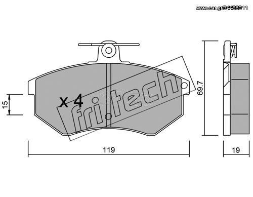 Σετ τακάκια, δισκόφρενα fri.tech. 1510 Audi 80 2000cc 90ps 1991-1994 (431698151D,431698151F,431698151G,437698151,440615116B)