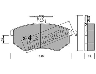 Σετ τακάκια, δισκόφρενα fri.tech. 1510 Audi 80 1800cc 113ps 1986-1988 (431698151D,431698151F,431698151G,437698151,440615116B)