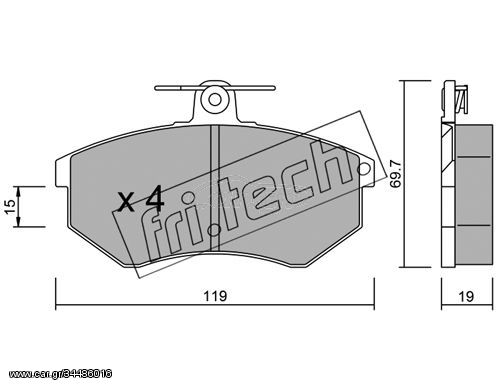 Σετ τακάκια, δισκόφρενα fri.tech. 1510 Audi 80 1800cc 113ps 1986-1988 (431698151D,431698151F,431698151G,437698151,440615116B)