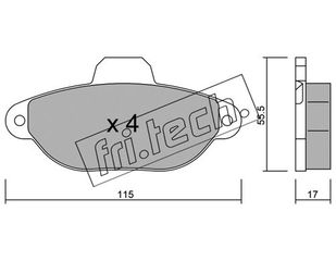 Σετ τακάκια, δισκόφρενα fri.tech. 1621 Fiat 500 1400cc 100ps 2007- (5892737,71737179,71769056,71770062,71770985)