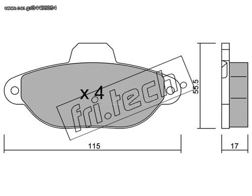 Σετ τακάκια, δισκόφρενα fri.tech. 1621 Fiat 500 1400cc 100ps 2007- (5892737,71737179,71769056,71770062,71770985)