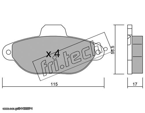 Σετ τακάκια, δισκόφρενα fri.tech. 1621 Fiat Punto 1200cc 73ps 1993-1999 (5892737,71737179,71769056,71770062,71770985)