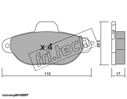 Σετ τακάκια, δισκόφρενα fri.tech. 1621 Fiat Punto 1700cc D 57ps 1994-1997 (5892737,71737179,71769056,71770062,71770985)