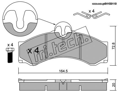 Σετ τακάκια, δισκόφρενα fri.tech. 2710 Mercedes-Benz Sprinter Van 2900cc D 102ps 1996-2006 (0024204120,0024204220,0034201720,2D0698151A,2D0698151B)