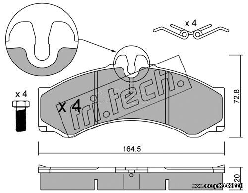 Σετ τακάκια, δισκόφρενα fri.tech. 2710 Mercedes-Benz Sprinter Van 2100cc D 4x4 129ps 2000-2006 (0024204120,0024204220,0034201720,2D0698151A,2D0698151B)