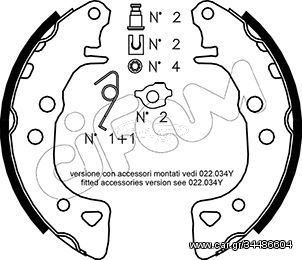 Σετ σιαγόνων φρένων CIFAM 153021K Citroen Ax 1400cc 60ps 1986-1988 (4241E1,4241E7,95523213,95619515,95653213)