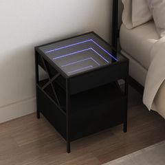 Κομοδίνο Άπειρο Φως LED Μαύρο 40x40x51 εκ. 3284101