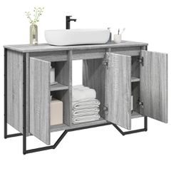 Ντουλάπι Νιπτήρα Μπάνιου Γκρι Sonoma 91x35x60 εκ. Επεξ. Ξύλο 848662