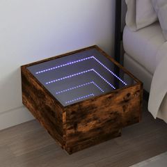 Κομοδίνο Άπειρο Φως LED Καπνιστή Δρυς 40x40x30 εκ. 3284067