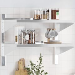 Ράφι Τοίχου 2 Επιπ. Ασημί 75x40x60 εκ. Ανοξείδωτο Ατσάλι 30312