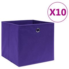 vidaXL Κουτιά Αποθήκευσης 10 τεμ. Μοβ 28x28x28 εκ. Ύφασμα Non-woven