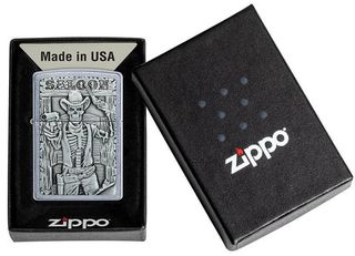 Zippo 49298 Saloon Skull Emblem Design, Steel, Ασημί