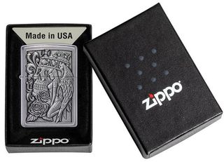 Zippo 49442 Skull and Angel Emblem Design, Steel, Ασημί