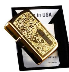 Zippo 1652 Slim Chrome Venetian Design, Steel, Χρυσό