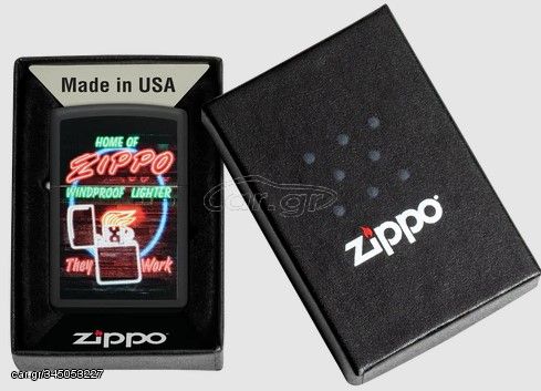 Zippo 48455 Neon Sign Design, Steel, Μαύρο