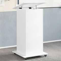 Αναλόγιο με Ροδάκια & Συρτάρι Λευκό 55x55x107 εκ. Επεξ. Ξύλο 848024