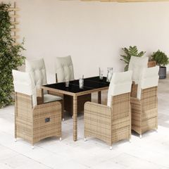 Σετ Επίπλων Bistro Κήπου 7 τεμ. Μπεζ Συνθετ. Ρατάν με Μαξιλάρια 3277099