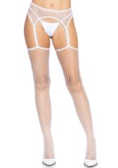 Net stockings with garter belt - λευκό